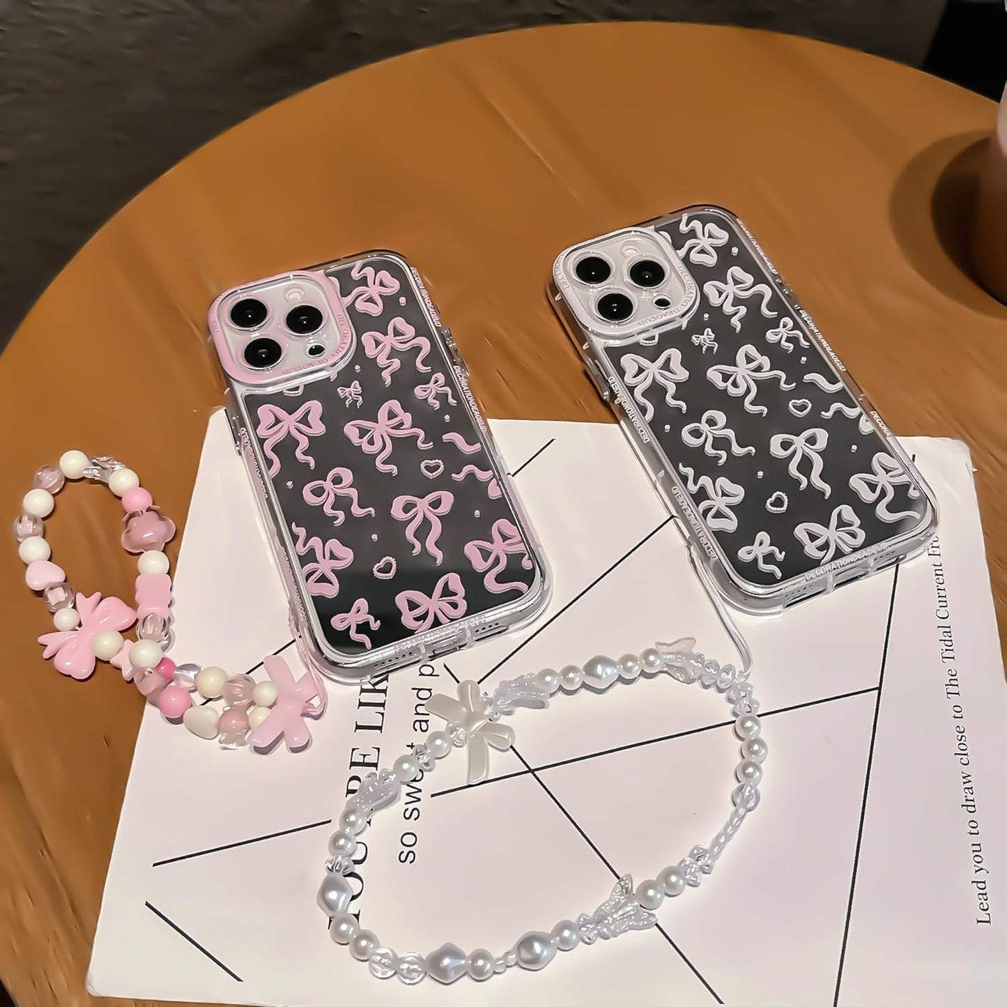 Pretaco White Bow Pattern Phone Case – Shockproof TPU, Cute & Stylish
